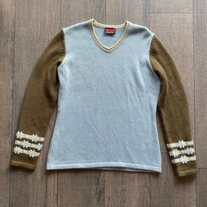 Bogner vintage-style knit colorblock sweater size M
